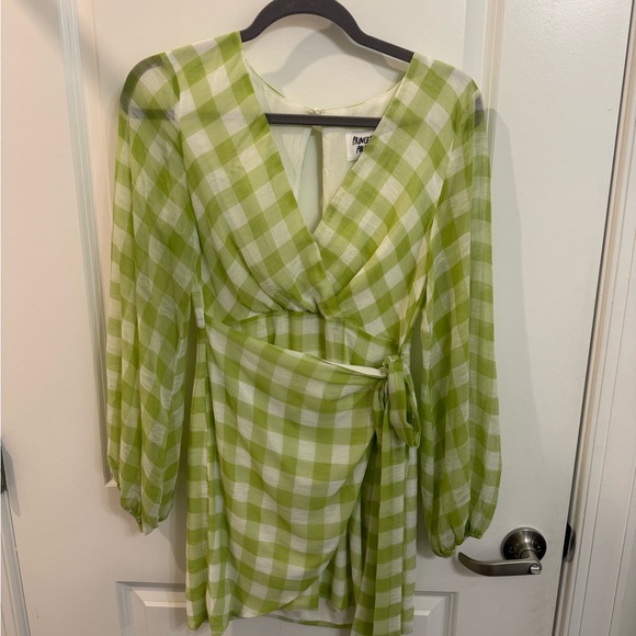 Princess Polly Green Checkered Wrap Dress - Picture 2 of 4